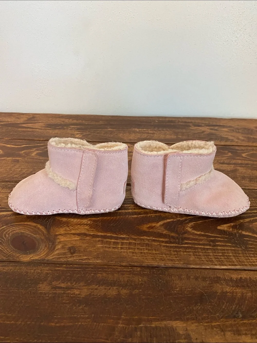 UGG Pink Suede Shearling Baby Booties